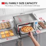 TOSHIBA 10-in-1 Convection Toaster Oven, 6-Slice Countertop Oven, 1500W with Toast, Bake, Broil, Rotisserie & Pizza Functions, LCD Knob Controls, 6 Accessories, Stainless Steel
