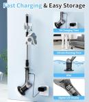 Electric Spin Scrubber with 3 Speed, Adjustable Extension Handle, 8 Brush Heads,Cordless Power Cleaning Brush for Bathroom, Tile, Kitchen-Grey