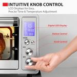 TOSHIBA 10-in-1 Convection Toaster Oven, 6-Slice Countertop Oven, 1500W with Toast, Bake, Broil, Rotisserie & Pizza Functions, LCD Knob Controls, 6 Accessories, Stainless Steel