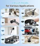 Electric Spin Scrubber with 3 Speed, Adjustable Extension Handle, 8 Brush Heads,Cordless Power Cleaning Brush for Bathroom, Tile, Kitchen-Grey