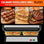 Panini Press Grill, 1200W Sandwich Maker with Non-Stick Plates, Standard 2-Slice Sandwich Press Electric Indoor Grill, Opens 180° to Fit Any Size of Food, Removable Drip Tray, Stainless Steel, Sliver