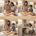 Easy-Clean Dishwasher-Safe Bamboo Cutting Board: 14×10.6 Inch Lightweight Reversible for Kitchen Meat & Serving - Durable Chopping Board with Juice Groove & Hanging Hole for Easy Storage