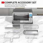 TOSHIBA 10-in-1 Convection Toaster Oven, 6-Slice Countertop Oven, 1500W with Toast, Bake, Broil, Rotisserie & Pizza Functions, LCD Knob Controls, 6 Accessories, Stainless Steel