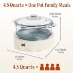MAGNIFIQUE 4.5 Quart 8-in-1 Glass Pot Multi-Cooker, Programmable Round Slow Cooker with Removable Non-Toxic Glass Pot, Rice-cooking, Nonstick, Oatmeal