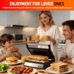 Panini Press Grill, 1200W Sandwich Maker with Non-Stick Plates, Standard 2-Slice Sandwich Press Electric Indoor Grill, Opens 180° to Fit Any Size of Food, Removable Drip Tray, Stainless Steel, Sliver