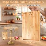 Easy-Clean Dishwasher-Safe Bamboo Cutting Board: 14×10.6 Inch Lightweight Reversible for Kitchen Meat & Serving - Durable Chopping Board with Juice Groove & Hanging Hole for Easy Storage