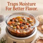 MAGNIFIQUE 4.5 Quart 8-in-1 Glass Pot Multi-Cooker, Programmable Round Slow Cooker with Removable Non-Toxic Glass Pot, Rice-cooking, Nonstick, Oatmeal