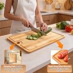 Easy-Clean Dishwasher-Safe Bamboo Cutting Board: 14×10.6 Inch Lightweight Reversible for Kitchen Meat & Serving - Durable Chopping Board with Juice Groove & Hanging Hole for Easy Storage