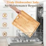 Easy-Clean Dishwasher-Safe Bamboo Cutting Board: 14×10.6 Inch Lightweight Reversible for Kitchen Meat & Serving - Durable Chopping Board with Juice Groove & Hanging Hole for Easy Storage