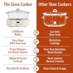 MAGNIFIQUE 4.5 Quart 8-in-1 Glass Pot Multi-Cooker, Programmable Round Slow Cooker with Removable Non-Toxic Glass Pot, Rice-cooking, Nonstick, Oatmeal