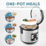 AROMA® Select Stainless® Rice Cooker, 4-Cup (Uncooked) / 8-Cup (Cooked), 2 Qt, Stainless Steel Inner Pot, Multicooker, Steamer, Stainless Steel, ARC-914SBDS