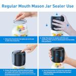 Upgraded Auto Stop Electric Mason Jar Vacuum Sealer Kit (Lids Included) for Wide & Regular Mouth Jars, Large Screen & Battery Level Display, Fully Automatic Portable Canning Food Storage Sealer