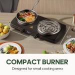 MIOAOTCE Double Burner Hot Plate Electric, 1800 Watts Electric Burner with 5.2" & 6" Coiled Element, Adjustable Temperature, for Dorm, Office, Home, Camp, Compatible for All Cookwares