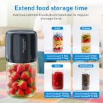 Upgraded Auto Stop Electric Mason Jar Vacuum Sealer Kit (Lids Included) for Wide & Regular Mouth Jars, Large Screen & Battery Level Display, Fully Automatic Portable Canning Food Storage Sealer