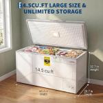 Garvee 14.5cuft Chest Freezer, Large Capacity Freezer Stand Alone with 6 Movable Wheels, Mechanical Temperature Control, 2 Removable Baskets, for Garage/Home/Office, White