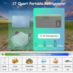 Alpicool Y15E Portable Fridge 12 Volt Car Refrigerator 17 Quart Freezer for Fishing, Camping, RV, Truck, Boat-12/24V DC