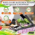 14-in-1 Vegetable Chopper with Container – Veggie Chopper with Container and Lid Includes 6 Blades, Cheese Grater, Egg Separator | Finger Guard, Dishwasher Safe – Veggie Dicer for Chips, Cubes, Strips