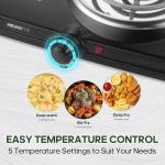 MIOAOTCE Double Burner Hot Plate Electric, 1800 Watts Electric Burner with 5.2" & 6" Coiled Element, Adjustable Temperature, for Dorm, Office, Home, Camp, Compatible for All Cookwares