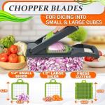 14-in-1 Vegetable Chopper with Container – Veggie Chopper with Container and Lid Includes 6 Blades, Cheese Grater, Egg Separator | Finger Guard, Dishwasher Safe – Veggie Dicer for Chips, Cubes, Strips