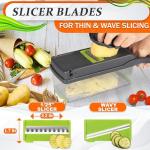 14-in-1 Vegetable Chopper with Container – Veggie Chopper with Container and Lid Includes 6 Blades, Cheese Grater, Egg Separator | Finger Guard, Dishwasher Safe – Veggie Dicer for Chips, Cubes, Strips