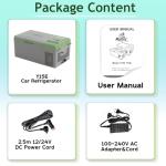 Alpicool Y15E Portable Fridge 12 Volt Car Refrigerator 17 Quart Freezer for Fishing, Camping, RV, Truck, Boat-12/24V DC