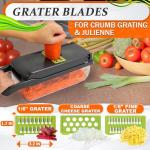 14-in-1 Vegetable Chopper with Container – Veggie Chopper with Container and Lid Includes 6 Blades, Cheese Grater, Egg Separator | Finger Guard, Dishwasher Safe – Veggie Dicer for Chips, Cubes, Strips