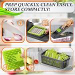 14-in-1 Vegetable Chopper with Container – Veggie Chopper with Container and Lid Includes 6 Blades, Cheese Grater, Egg Separator | Finger Guard, Dishwasher Safe – Veggie Dicer for Chips, Cubes, Strips