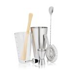 True Reserve 7-Piece Bartender Kit for Mixed Drinks and Cold Brew Cocktails, Includes Boston Shaker Tin, Mixing Glass, Jigger, Muddler, Strainer, Bar Spoon, Pour Spout, Home Bar Tools, Gift Set