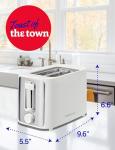 Betty Crocker 2-Slice Toaster, 900W, Variable Toast Shade Control, High Lift Feature, Cool Touch Housing, Bread Centering Guides, Drop Down Crumb Tray, BC-5632W, White