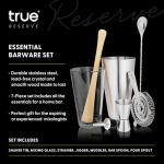 True Reserve 7-Piece Bartender Kit for Mixed Drinks and Cold Brew Cocktails, Includes Boston Shaker Tin, Mixing Glass, Jigger, Muddler, Strainer, Bar Spoon, Pour Spout, Home Bar Tools, Gift Set