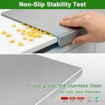 L-Shaped Stainless Steel Cutting Board for Kitchen,Small Cutting Boards 15x11 Inch Non-Slip Dishwasher Safe Double-Sided Use for Suitable for Meat, Fruits, Vegetables, Bread，Baking