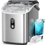 Kismile Nugget Ice Makers Countertop,35Lbs/24H,Portable Sonic Ice Machine with Self-Cleaning,One-Click Operation for Home/Office(Stainless Steels Silver)