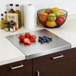 L-Shaped Stainless Steel Cutting Board for Kitchen,Small Cutting Boards 15x11 Inch Non-Slip Dishwasher Safe Double-Sided Use for Suitable for Meat, Fruits, Vegetables, Bread，Baking