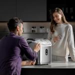 Kismile Nugget Ice Makers Countertop,35Lbs/24H,Portable Sonic Ice Machine with Self-Cleaning,One-Click Operation for Home/Office(Stainless Steels Silver)