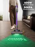 Cordless Vacuum Cleaner, 600W 50KPA 65 Mins Runtime Vacuum Cleaners for Home, Stick Vacuum with Self-Standing, Wall Mount Charging and Intelligent Auto Mode, Handheld Vacuum for Pet Hair/Carpet/Floor