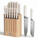 SMIRLY 14-Piece Kitchen Knife Set with Magnetic Block, High-Carbon Stainless Steel Chef Knife Set, Professional Sharpness, Dishwasher Safe, Cream White