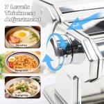 Pasta Maker Machine With 7 Adjustable Thickness Settings, Stainless Steel Manual Noodle Maker,Pasta Roller& Cutters With Removable Handle and Clamp For Kitchen