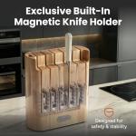 SMIRLY 14-Piece Kitchen Knife Set with Magnetic Block, High-Carbon Stainless Steel Chef Knife Set, Professional Sharpness, Dishwasher Safe, Cream White