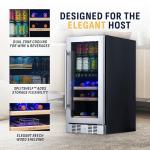 NewAir 15" Dual Zone Beverage Refrigerator & Wine Cooler for 9 Bottles & 48 Cans | Freestanding or Built-In Under Counter Mini Fridge for Beer, Wine and Soda | Stainless Steel