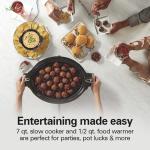 Hamilton Beach Programmable Stay or Go® Slow Cooker, 7 Quart Capacity, Includes 20 oz. Party Dipper Food Warmer, Silver, R33477 (Renewed)