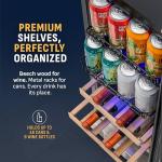 NewAir 15" Dual Zone Beverage Refrigerator & Wine Cooler for 9 Bottles & 48 Cans | Freestanding or Built-In Under Counter Mini Fridge for Beer, Wine and Soda | Stainless Steel