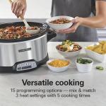 Hamilton Beach Programmable Stay or Go® Slow Cooker, 7 Quart Capacity, Includes 20 oz. Party Dipper Food Warmer, Silver, R33477 (Renewed)