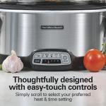 Hamilton Beach Programmable Stay or Go® Slow Cooker, 7 Quart Capacity, Includes 20 oz. Party Dipper Food Warmer, Silver, R33477 (Renewed)