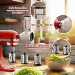 Meat Grinder & Slicer Shredder Attachments for KitchenAid Stand Mixer, Metal Meat Grinder with Sausage Stuffer Tubes, Cheese Grater, 2 Pcs Attachment Set for KitchenAid Mixers