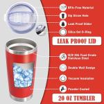 20 oz Tumbler Coffee Travel Tumblers Bulk with Lid Stainless Steel Double Wall Vacuum Insulated Mug Powder Coated Cups fit Car Cupholder for Hot and Cold - Red, 12Pack