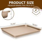 Wildone Baking Sheet Pan Set, Honeycomb Embossed Nonstick Baking Sheet 15x10 In, Thicker Carbon Steel Cookie Sheet, Even Heating Jelly Roll Pan, Champagne Gold, 2 Pack