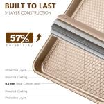 Wildone Baking Sheet Pan Set, Honeycomb Embossed Nonstick Baking Sheet 15x10 In, Thicker Carbon Steel Cookie Sheet, Even Heating Jelly Roll Pan, Champagne Gold, 2 Pack