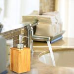 Soap Dispenser 12 Oz Bamboo Wooden Lotion Liquid Soaps Refillable Hand Sanitizer Bottle with Rust Proof Pump Large Capacity for Household Bathroom Countertops Restaurant Hotel Toilet Kitchen WC