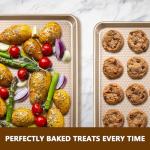 Wildone Baking Sheet Pan Set, Honeycomb Embossed Nonstick Baking Sheet 15x10 In, Thicker Carbon Steel Cookie Sheet, Even Heating Jelly Roll Pan, Champagne Gold, 2 Pack