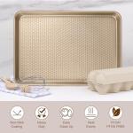 Wildone Baking Sheet Pan Set, Honeycomb Embossed Nonstick Baking Sheet 15x10 In, Thicker Carbon Steel Cookie Sheet, Even Heating Jelly Roll Pan, Champagne Gold, 2 Pack